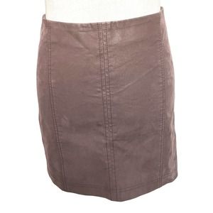 Free People Mauve Skirt Faux Suede Size 4 Mini Skirt Zipper Back Purple